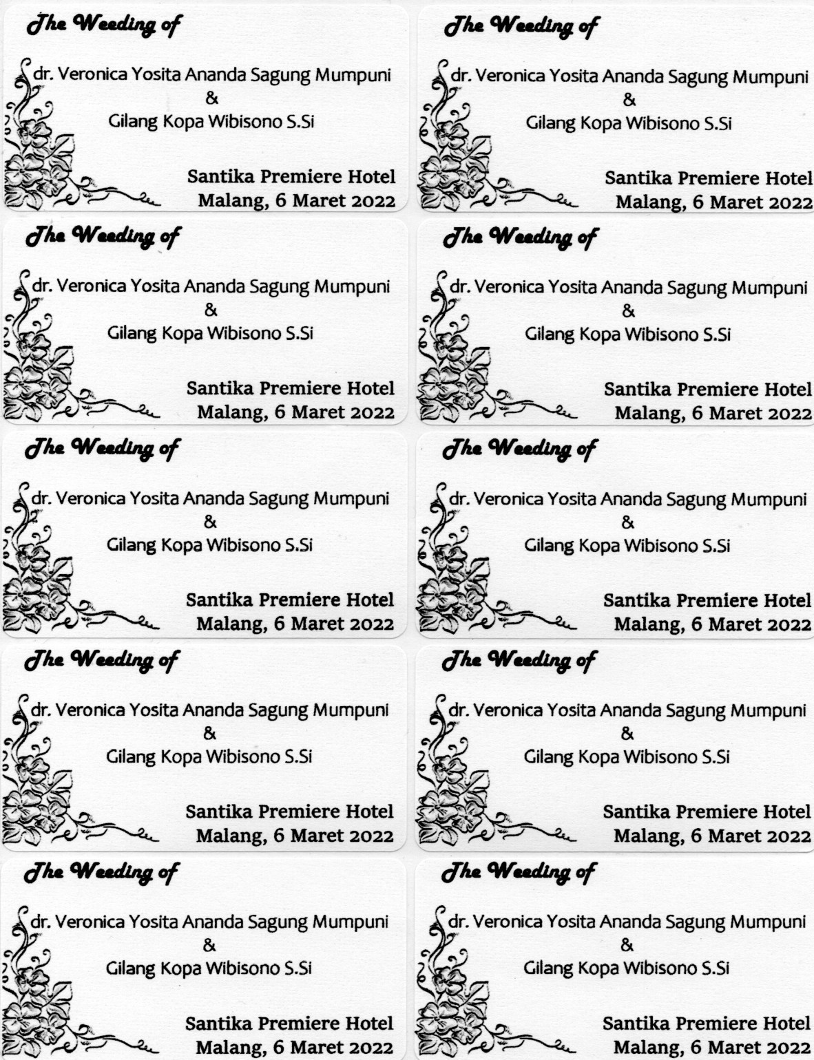 Label Souvenir No. 121 ( 38 x 75 mm ) - Hitam Putih Motif